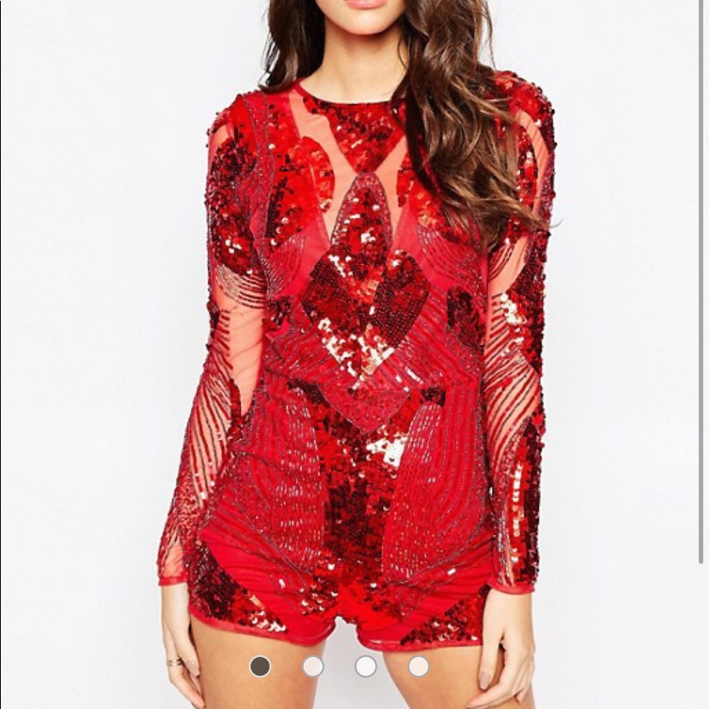 ASOS RED SEQUIN JUMPSUIT /ROMPER